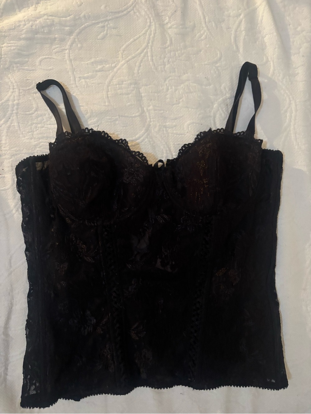 La Vie En Rose Black Lace Bustier Top